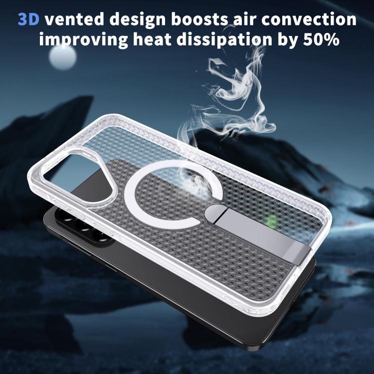 Funda con soporte MagSafe y refrigeración Honeycomb para Samsung Galaxy A26 5G (transparente esmerilado)