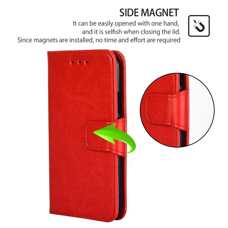 Funda de cuero con textura de cristal para Samsung Galaxy S25+ 5G (roja)