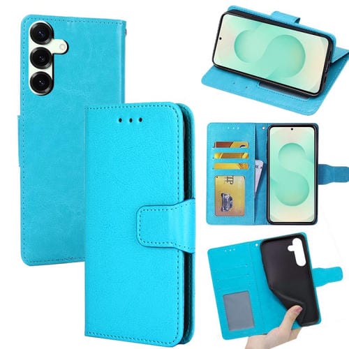 Funda de cuero con textura de cristal para Samsung Galaxy S25+ 5G (azul cielo)