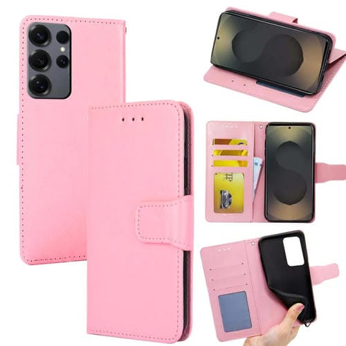 Funda de cuero con textura de cristal para Samsung Galaxy S25 Ultra 5G (rosa)