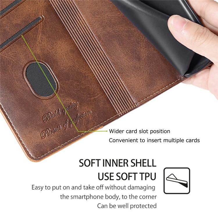 Funda de cuero con hebilla lateral en color de contraste para Samsung Galaxy S25+ 5G (marrón oscuro y dorado)