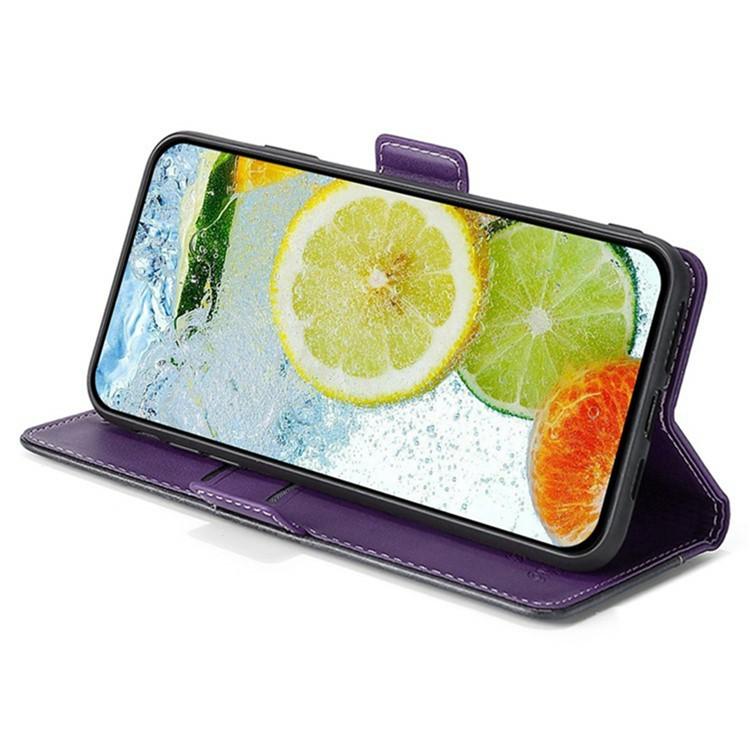 Funda de cuero con hebilla lateral en color de contraste para Samsung Galaxy S25+ 5G (morado y rojo rosa)