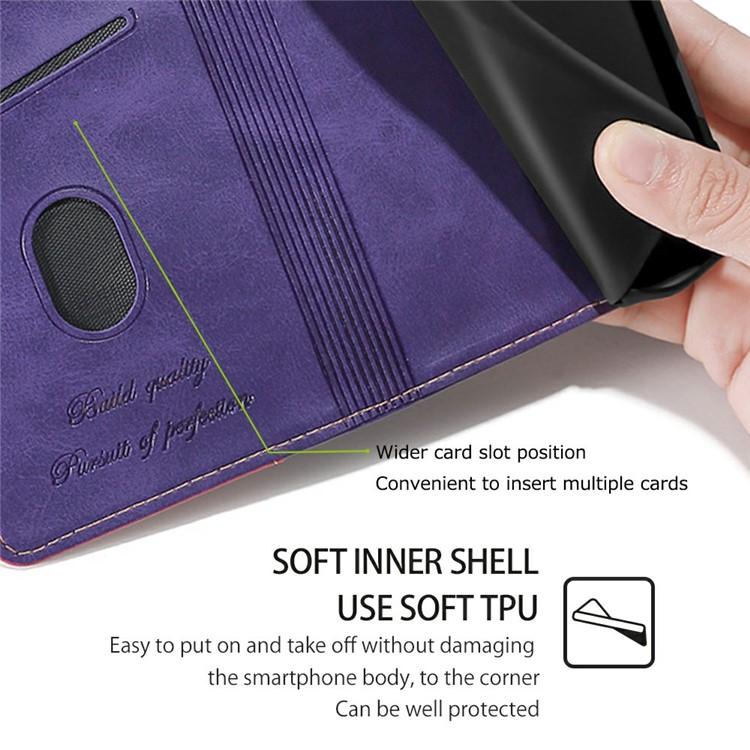 Funda de cuero con hebilla lateral en color de contraste para Samsung Galaxy S25+ 5G (morado y rojo rosa)