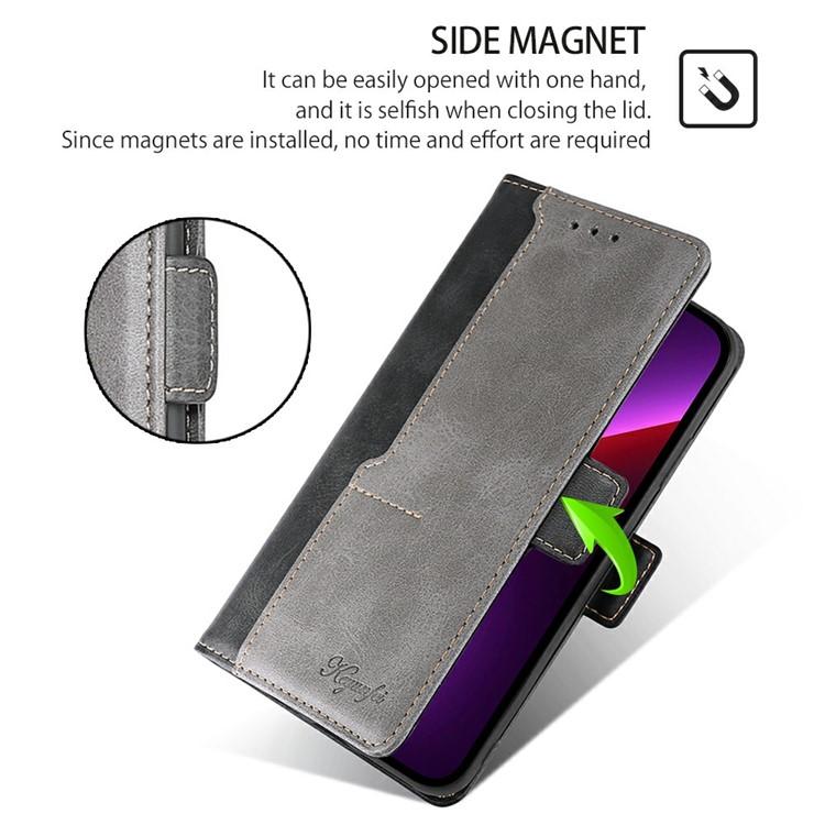 Funda de cuero con hebilla lateral en color de contraste para Samsung Galaxy S25 Ultra 5G (negro y gris)