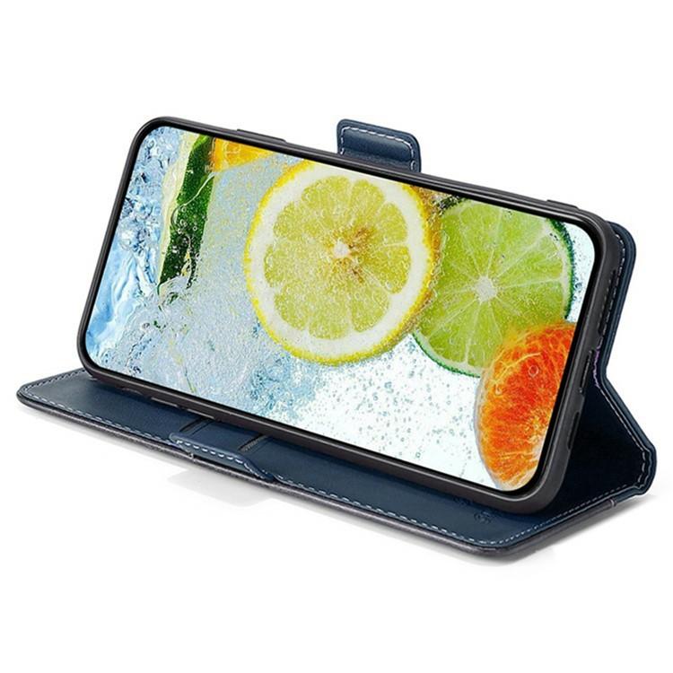 Funda de cuero con hebilla lateral en color de contraste para Samsung Galaxy S25 Ultra 5G (azul y gris)