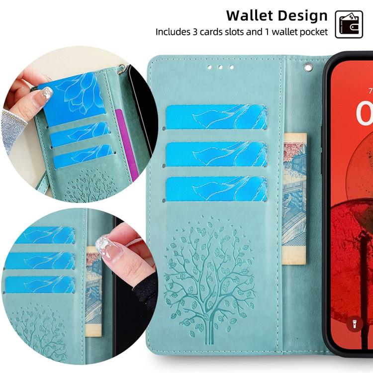 Funda de piel con relieve de árbol y ciervo para Samsung Galaxy S25 Ultra 5G (verde)