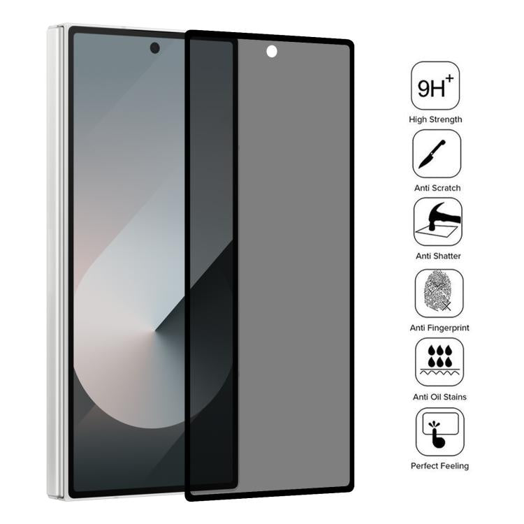 Película de vidrio templado de privacidad de 360 grados con cobertura total de seda para Samsung Galaxy Z Fold7 5G, 25 unidades