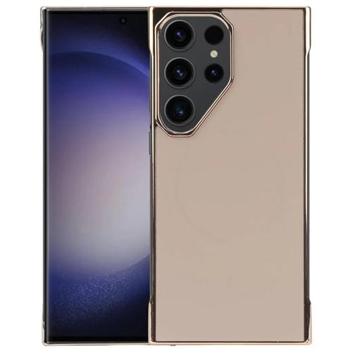 Funda de PC MagSafe antirreflejos, esmerilada, sin marco y galvanizada para Samsung Galaxy S23 Ultra 5G (dorado desierto)