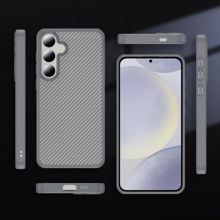 Funda de TPU acrílico con textura de fibra de carbono y tacto suave para Samsung Galaxy S24 5G (gris)
