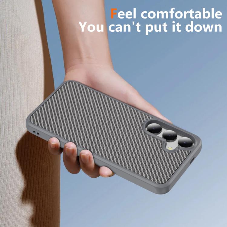 Funda de TPU acrílico con textura de fibra de carbono y tacto suave para Samsung Galaxy S24 5G (gris)