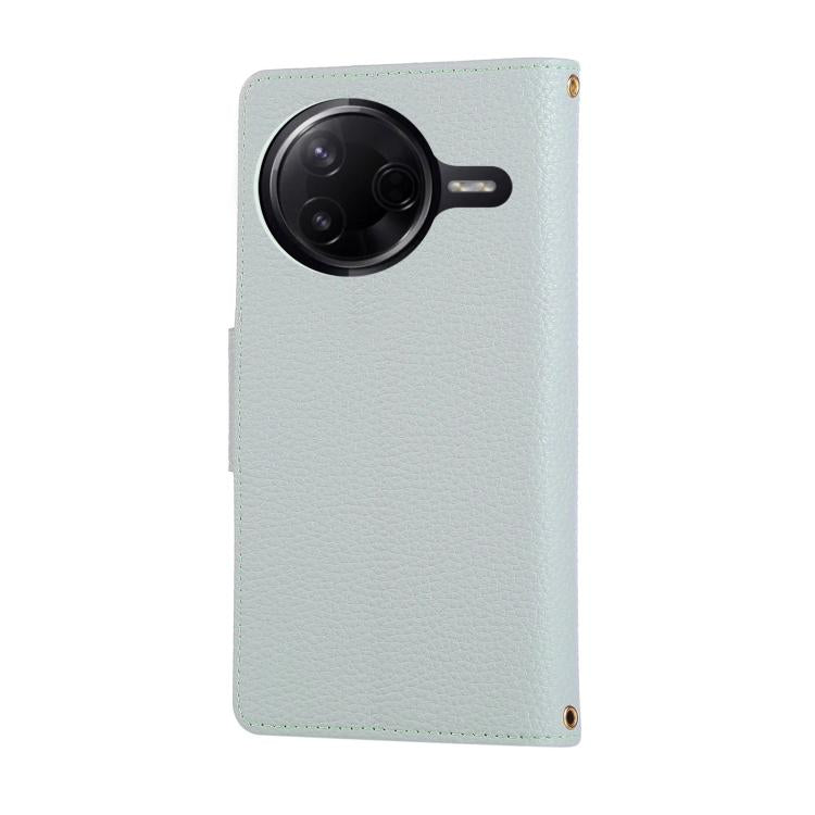 Funda de cuero con hebilla redonda y cremallera para Redmi K80 Pro / Poco F7 Ultra, con correa cruzada (azul cielo)