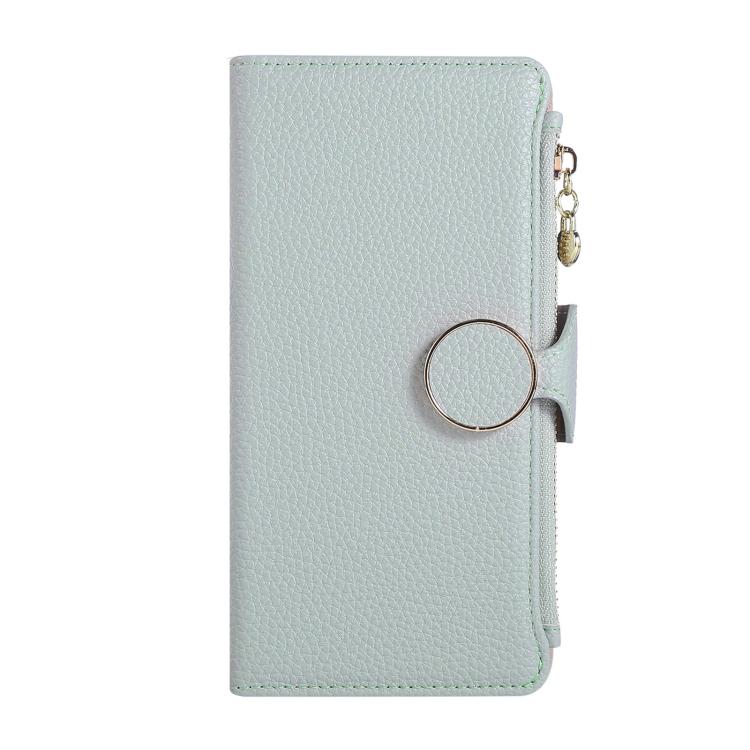 Funda de cuero tipo billetera con hebilla redonda y cremallera para Samsung Galaxy Note20 con correa cruzada (azul cielo)
