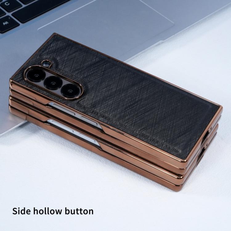 Funda de franela con textura de fibra de bambú y película templada para Samsung Galaxy Z Fold4 (gris plateado)
