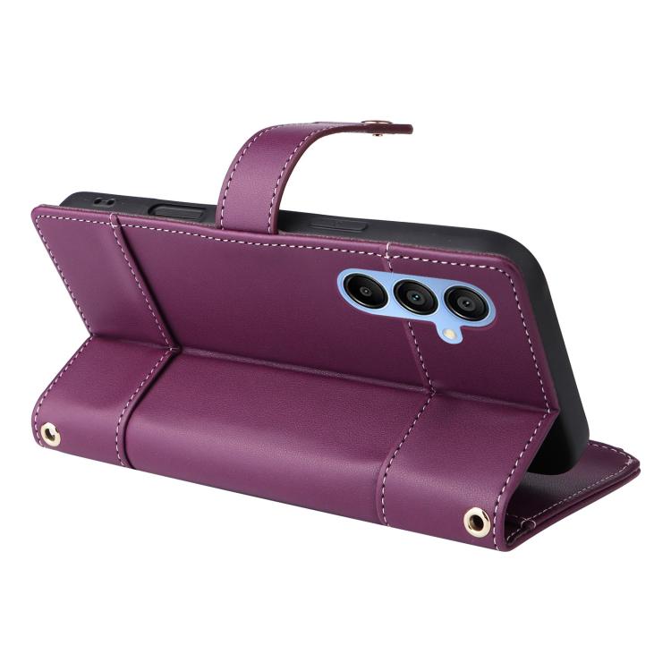 Funda de cuero tipo cartera con cremallera y bloqueo RFID para Samsung Galaxy A16/26 (morado)