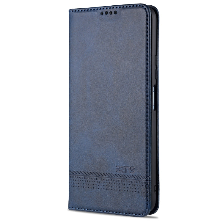 Para Huawei Honor V30 AZNS Funda de cuero con tapa magnética con textura de becerro horizontal con ranuras para tarjetas, soporte y billetera (azul oscuro)