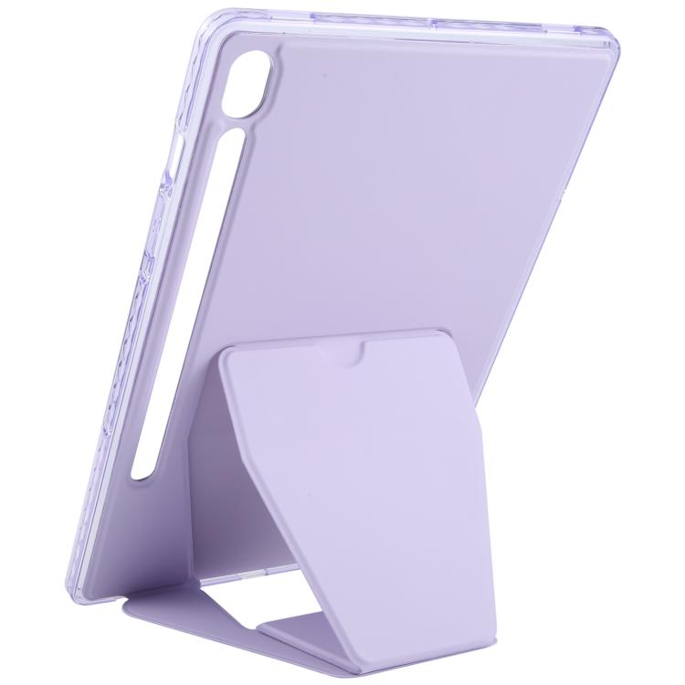 Funda plegable con soporte magnético y parte trasera de cuero acrílico para Samsung Galaxy Tab S10 FE/S9 (morado)