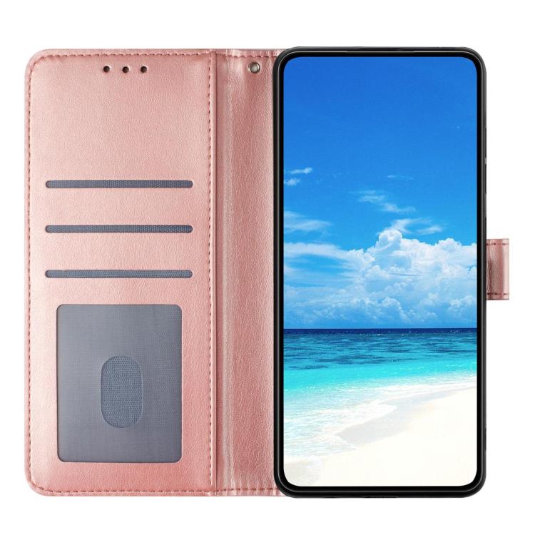 Funda de cuero con estampado floral en relieve para Samsung Galaxy S22+ 5G (oro rosa)