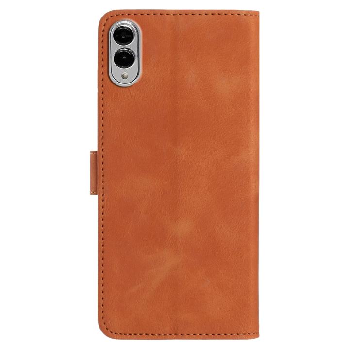 Funda de cuero con estampado de rosas en relieve para Samsung Galaxy S25 Edge 5G (marrón)