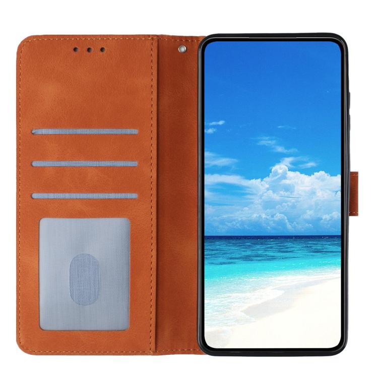 Funda de cuero con estampado de rosas en relieve para Samsung Galaxy S25 Edge 5G (marrón)