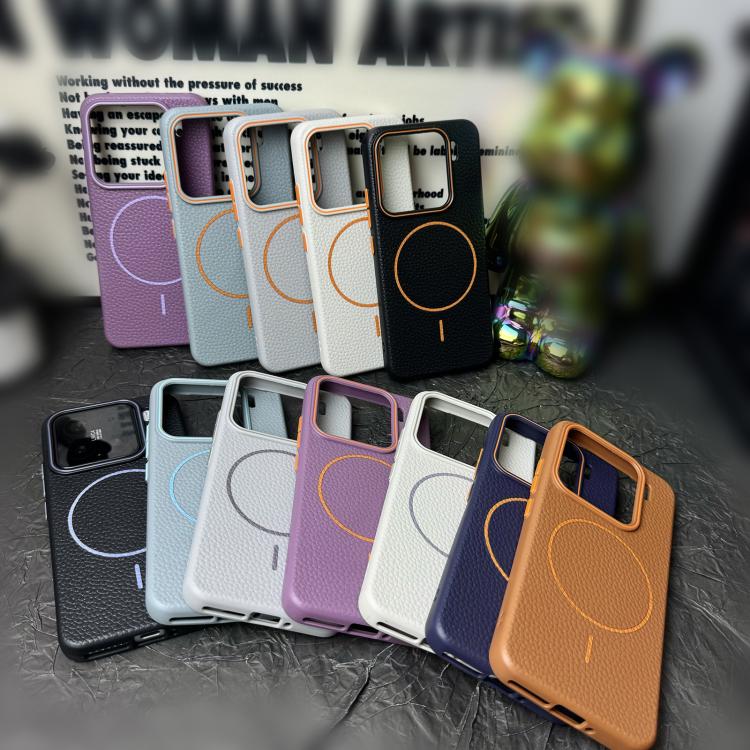 Funda de TPU con diseño de círculo fino MagSafe y textura de lichi para Xiaomi 13 Pro (morado y naranja)