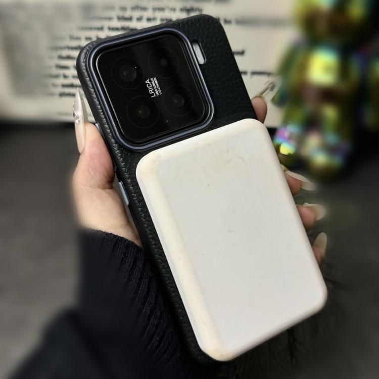 Funda de TPU con textura de lichi MagSafe para Xiaomi 15 (gris titanio)
