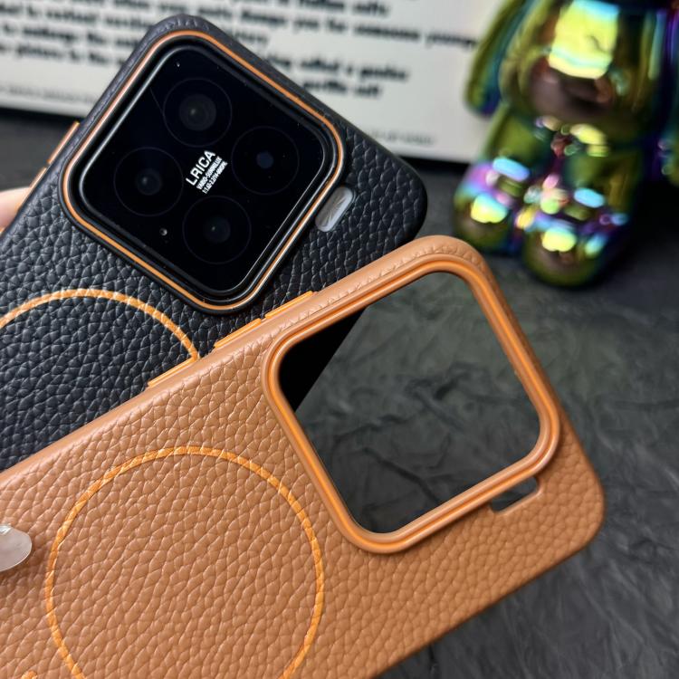 Funda de TPU con diseño de círculo fino MagSafe y textura de lichi para Xiaomi 13 Pro (morado y naranja)