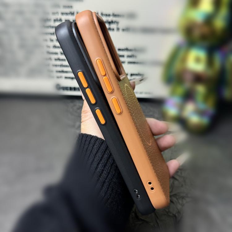 Funda de TPU con textura de lichi MagSafe para Xiaomi 15 (gris titanio)