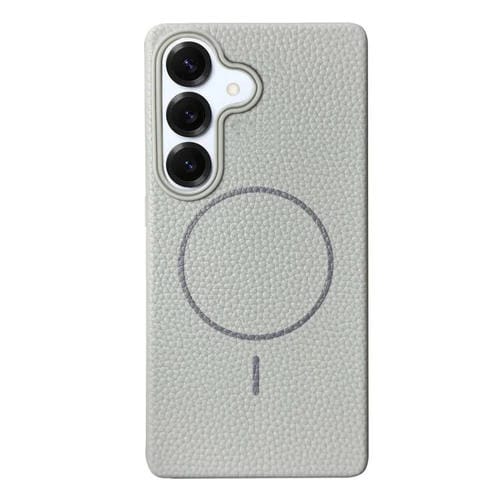 Funda de TPU con textura de lichi MagSafe para Samsung Galaxy S25 5G (gris titanio)
