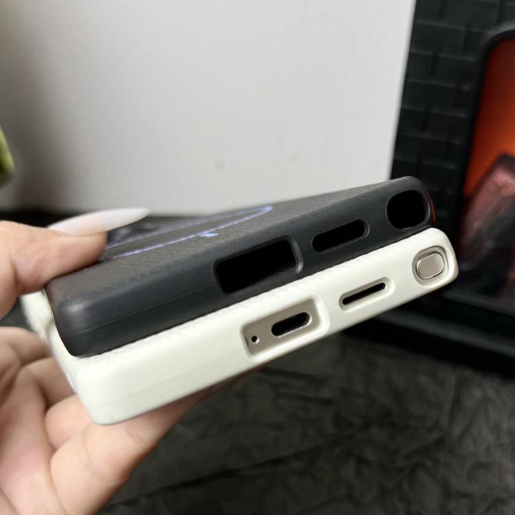 Funda de TPU con diseño de círculo fino MagSafe y textura de lichi para Samsung Galaxy S24+ 5G (morado y naranja)