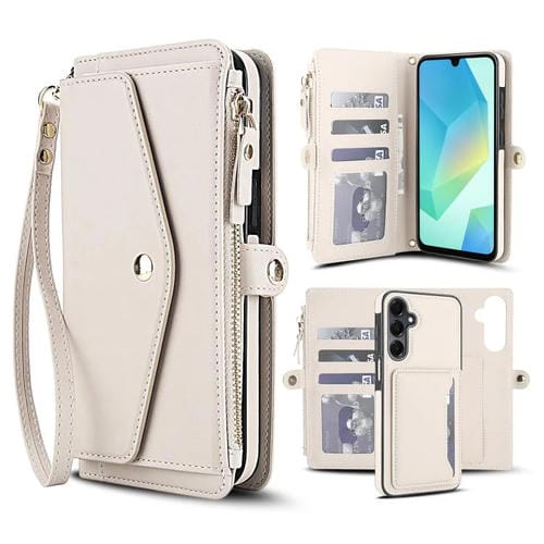 Funda de cuero desmontable con cordón para Samsung Galaxy S23+ 5G (blanco)