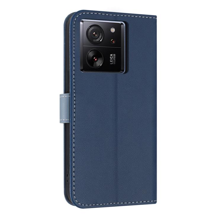 Funda de cuero con lazo metálico y correa para Xiaomi 13T/13T Pro (azul oscuro)