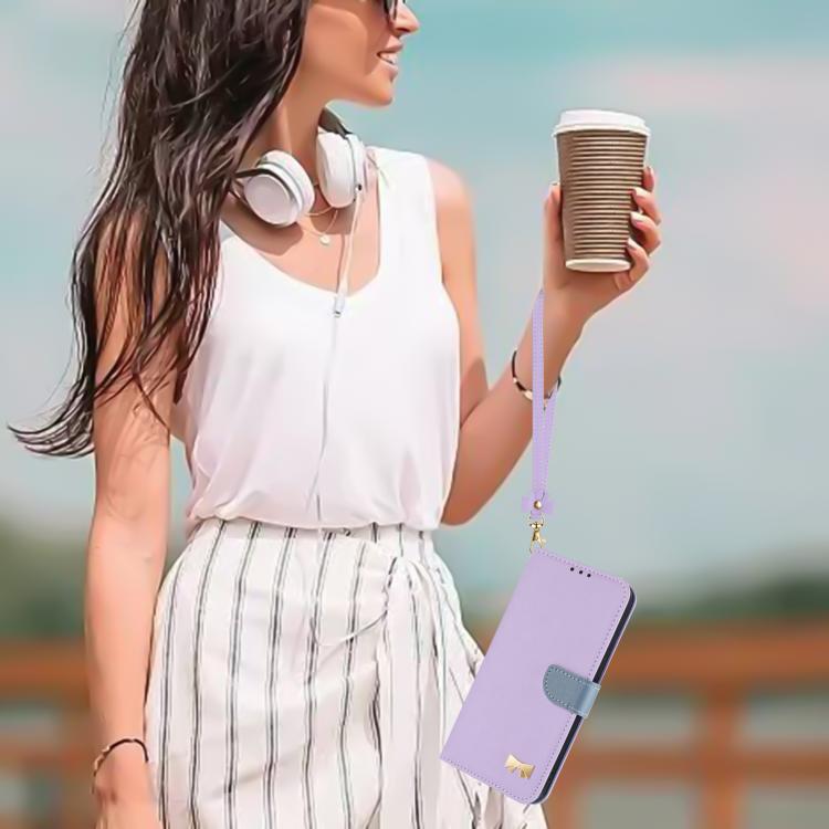 Funda de cuero con lazo metálico y correa para la mano para Xiaomi 13T/13T Pro (morado)
