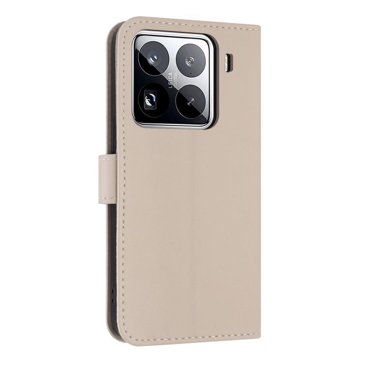 Funda de cuero con lazo metálico y correa para la mano para Xiaomi 15 Pro (albaricoque)