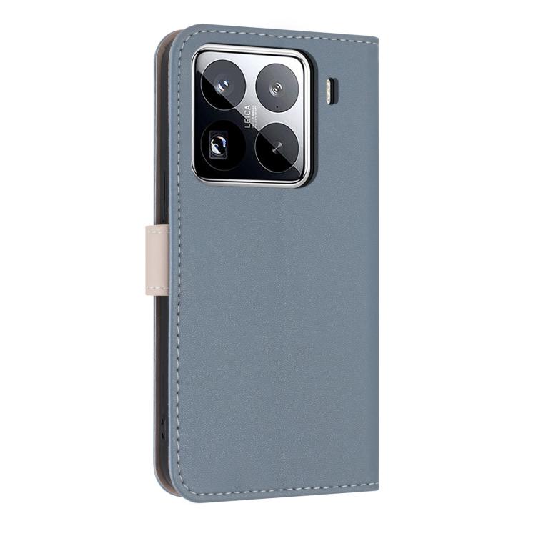 Funda de cuero con lazo metálico y correa para la mano para Xiaomi 15 Pro (azul claro)