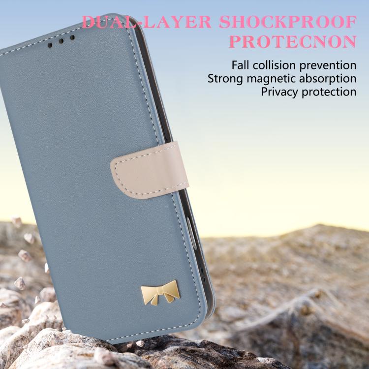 Funda de cuero con lazo metálico y correa para la mano para Xiaomi 15 Pro (azul claro)