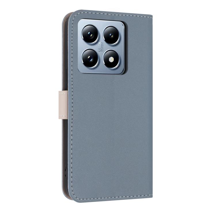 Funda de cuero con lazo metálico y correa para la mano para Xiaomi 14T (azul claro)