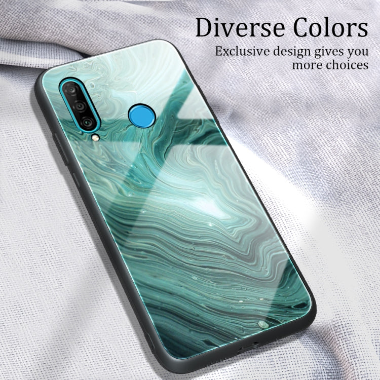 Para Huawei P30 lite / nova 4e Funda protectora de vidrio con patrón de mármol (DL02)