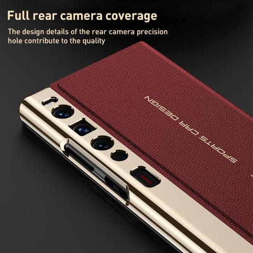 Funda plegable de cuero liso galvanizado GKK para Huawei Mate Xs 2 (roja)