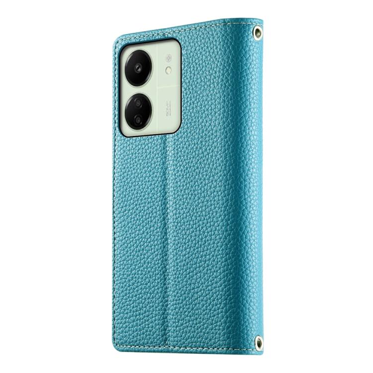 Funda de cuero con cremallera y múltiples tarjetas para Redmi 13C 4G / 5G / 13R / Xiaomi Poco C65 (azul)