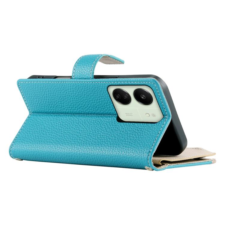 Funda de cuero con cremallera y múltiples tarjetas para Redmi 13C 4G / 5G / 13R / Xiaomi Poco C65 (azul)