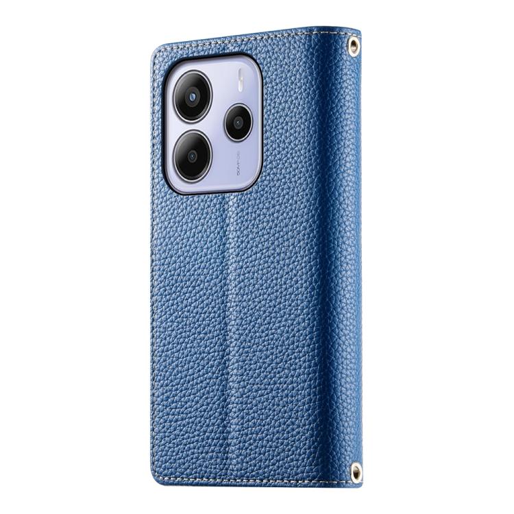 Funda de cuero con cremallera para Redmi Note 14 4G, 163,25 mm, con múltiples tarjetas y correa corta (azul oscuro)
