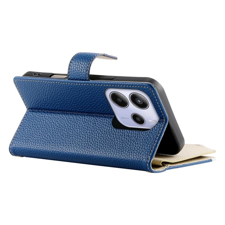 Funda de cuero con cremallera para Redmi Note 14 4G, 163,25 mm, con múltiples tarjetas y correa corta (azul oscuro)