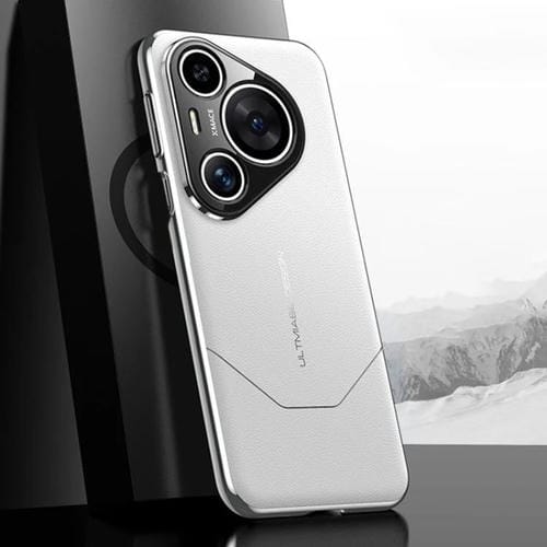 Funda premium de imitación galvanizada con diseño de vanguardia para Huawei Pura 70 Pro/Pro+ (blanca)
