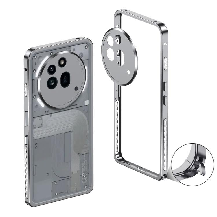 Funda para teléfono For Nothing Phone 3a Pro con marco metálico y disipador de calor, con anillo protector de cámara (gris)