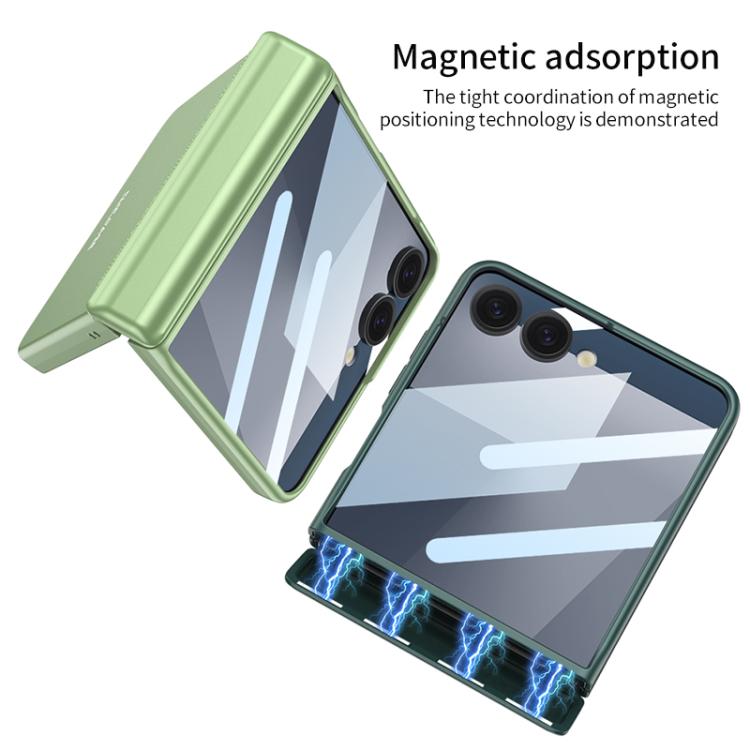 Funda con tapa magnética de cobertura total para Samsung Galaxy Z Flip7 5G con película HD integrada GKK (negra)