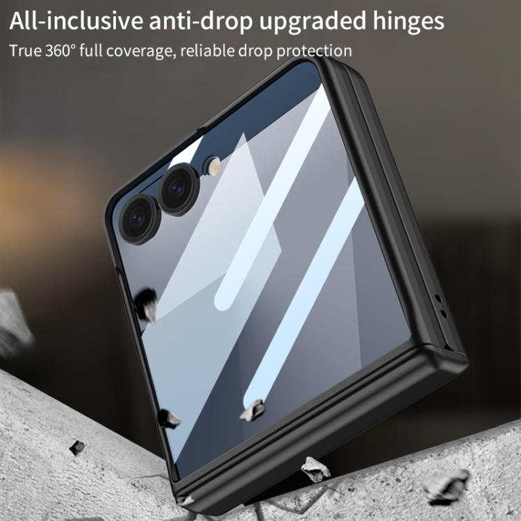 Funda con tapa magnética de cobertura total para Samsung Galaxy Z Flip7 5G con película HD integrada GKK (negra)