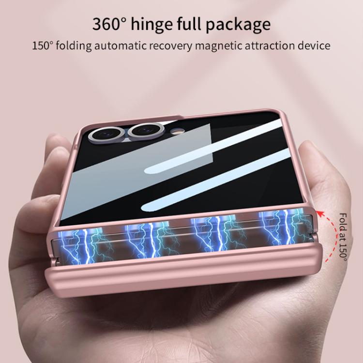 Funda con tapa magnética de cobertura total para Samsung Galaxy Z Flip7 5G con película de privacidad integrada GKK (plateada)