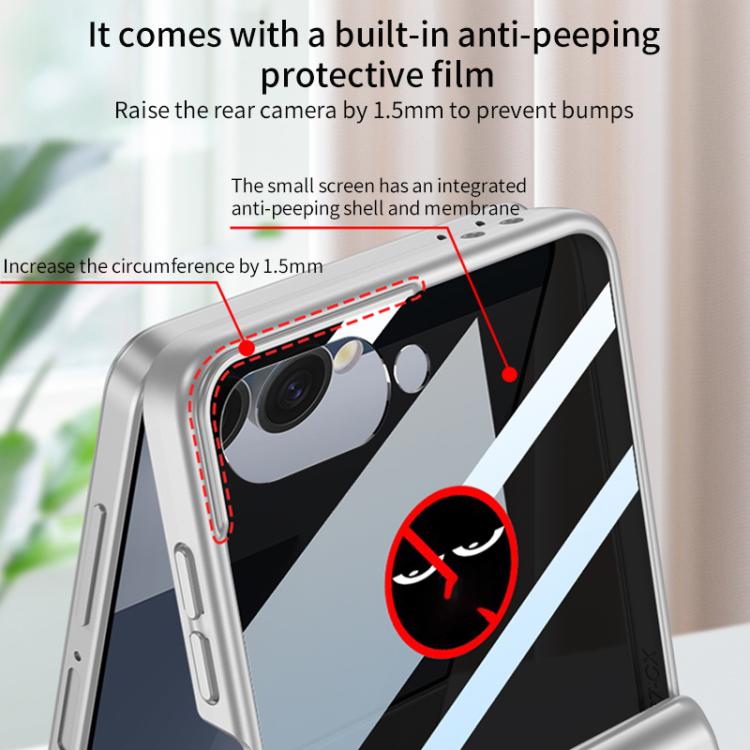 Funda con tapa magnética de cobertura total para Samsung Galaxy Z Flip7 5G con película de privacidad integrada GKK (naranja)