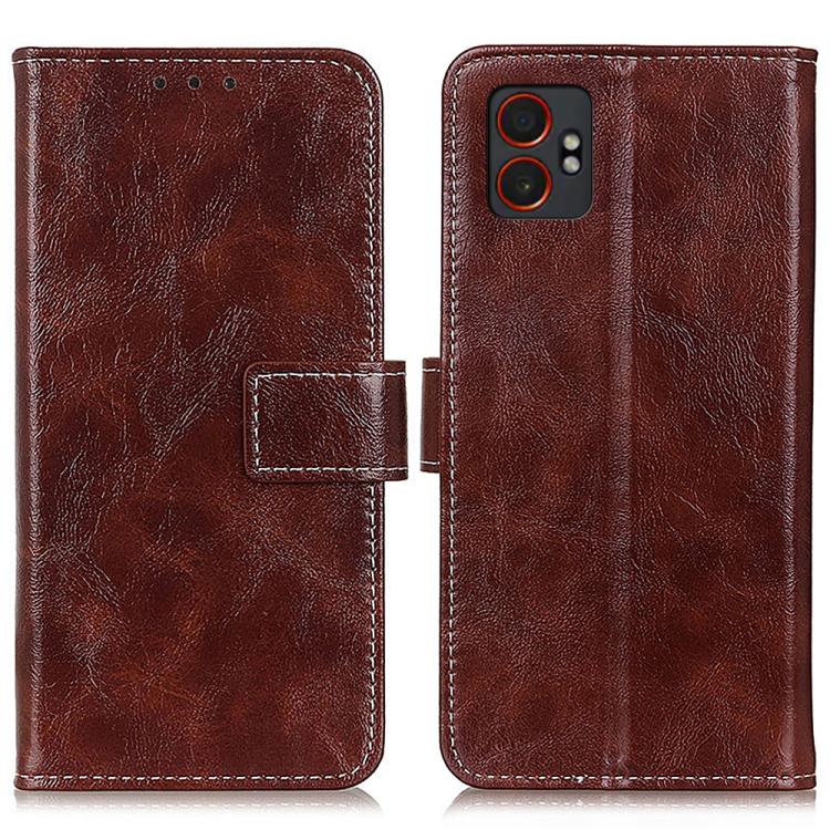 Funda de cuero con textura retro de caballo loco para Samsung Galaxy XCover7 Pro (marrón)