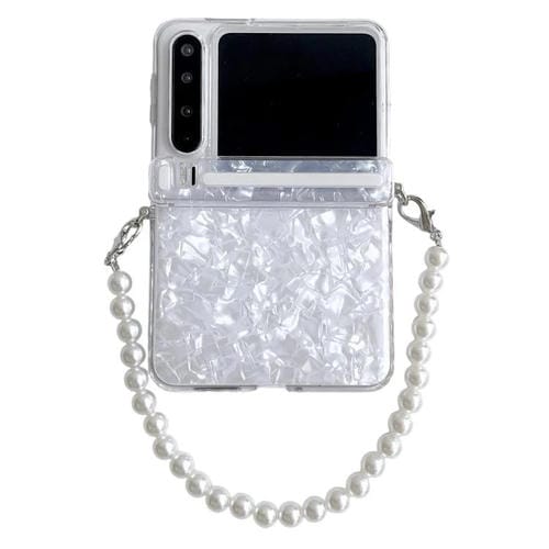 Funda para Huawei Pura X con hebilla lateral y textura perlada, con brazalete (blanco)
